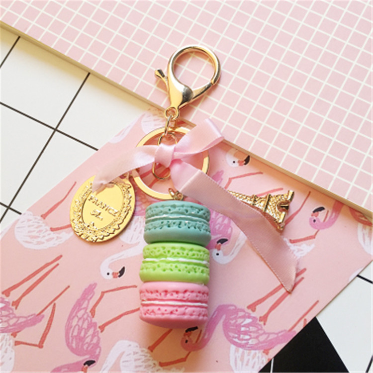New Macaron Cake Key Chain Fashion Cute Keychain Bag Charm Car Key Ring Wedding Party gift Jewelry For Women Men GC128