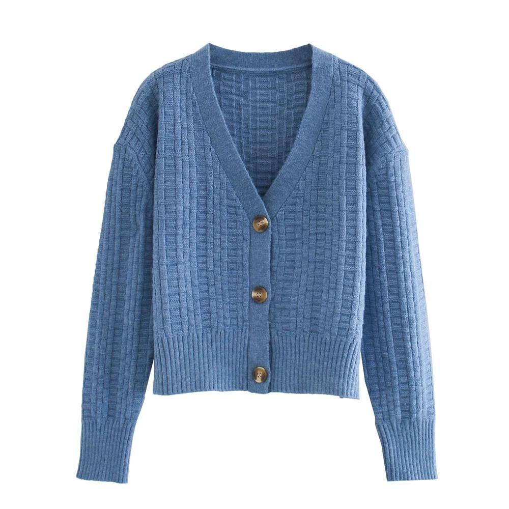 women solf single breasted cardigan fashion ladies full sleeve v-neck keep warm sweater cute female vintage style 210521, Blue 
women solf single breasted cardigan fashion ladies full sleeve v-neck keep warm sweater cute female vintage style 210521, Blue