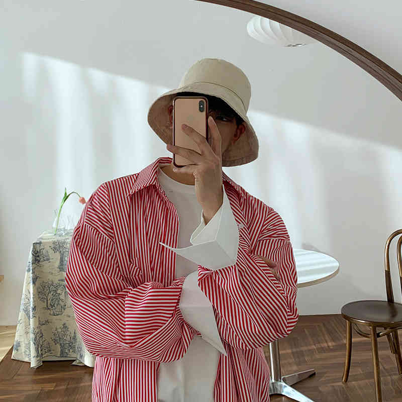 IEFB Spring Patchwork Cuff Striped Long Sleeve Shirt Men's Korean Fashion Cool Casual Loose Trend Tops Single Breast 9Y5540 210524