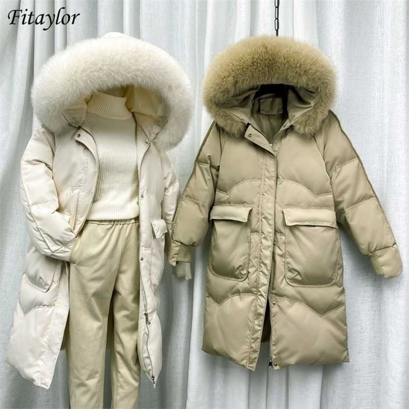 Fi Winter Large Natural Fur Collar Hooded Down Long Jacket Women White Duck Coat Windbreak Sleeve Warm Outwear 211108, Black natural fur
Fi Winter Large Natural Fur Collar Hooded Down Long Jacket Women White Duck Coat Windbreak Sleeve Warm Outwear 211108, Black natural fur