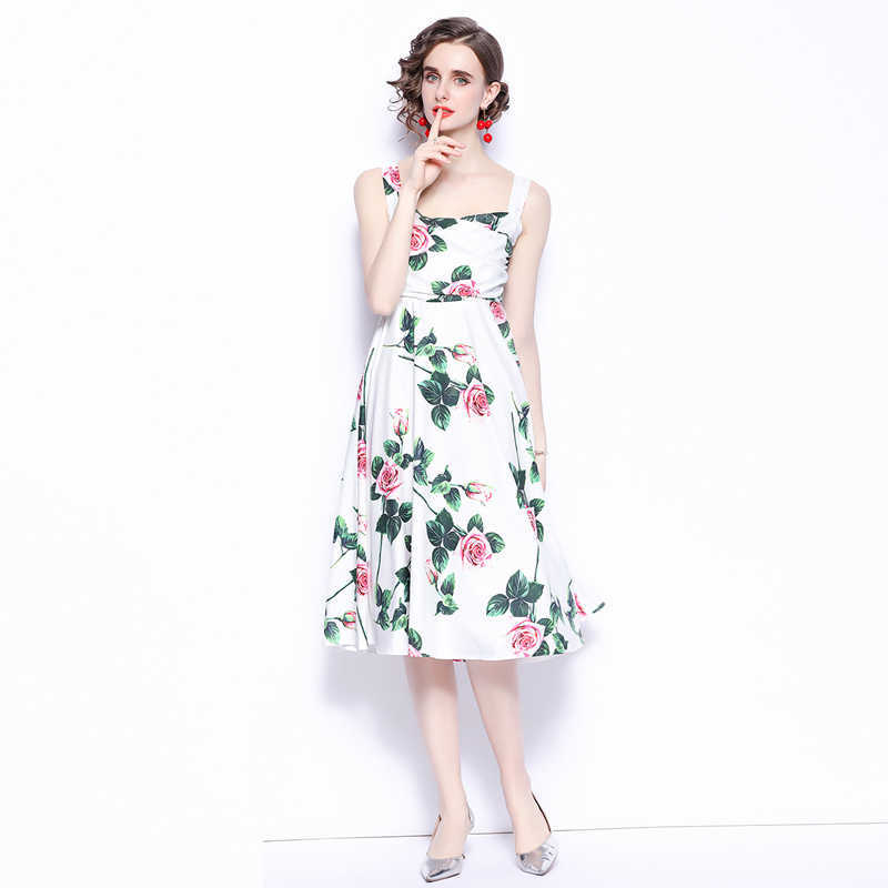 Women Summer Designer Elegant Rose Print Ruched Sexy Cocktail Party Robe Female Vintage White Sleeveless Dress Vestidos 210525
Women Summer Designer Elegant Rose Print Ruched Sexy Cocktail Party Robe Female Vintage White Sleeveless Dress Vestidos 210525