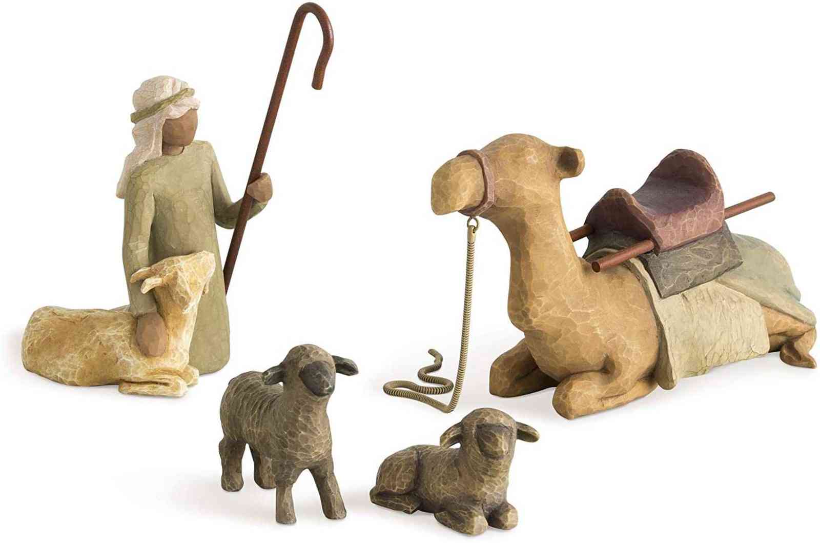Willow tree shepherd and stable animal, carved hand-painted Jesus birth doll, 4-piece set H1106
Willow tree shepherd and stable animal, carved hand-painted Jesus birth doll, 4-piece set H1106