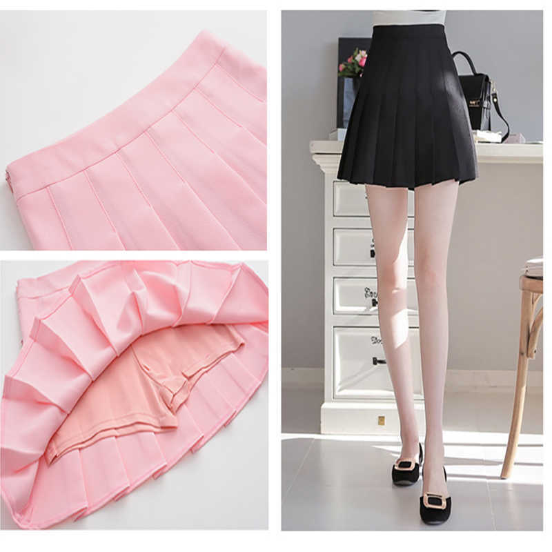 Summer Women Skirt High Waist Stitching Student motion Pleated s Cute Sweet Girls Dance Mini Tennis 210619