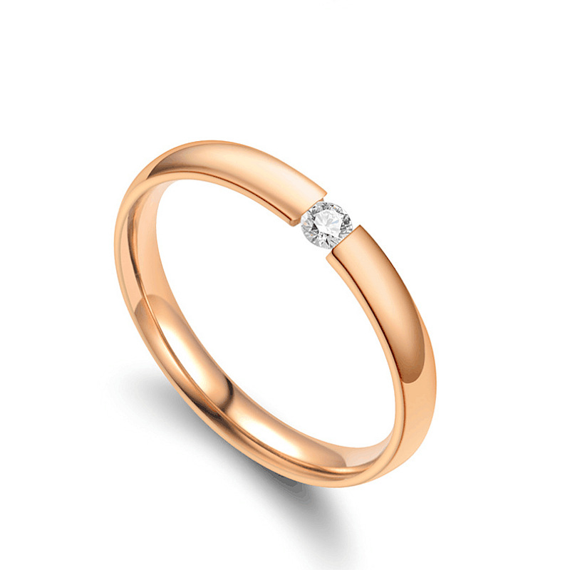 Vecute Elegant Stainless Steel Cubic Zirconia Ring for Women Men Lovers Crystal Diamond Ring Designer 18K Gold Silver Black Band Rings Birthday Weddin