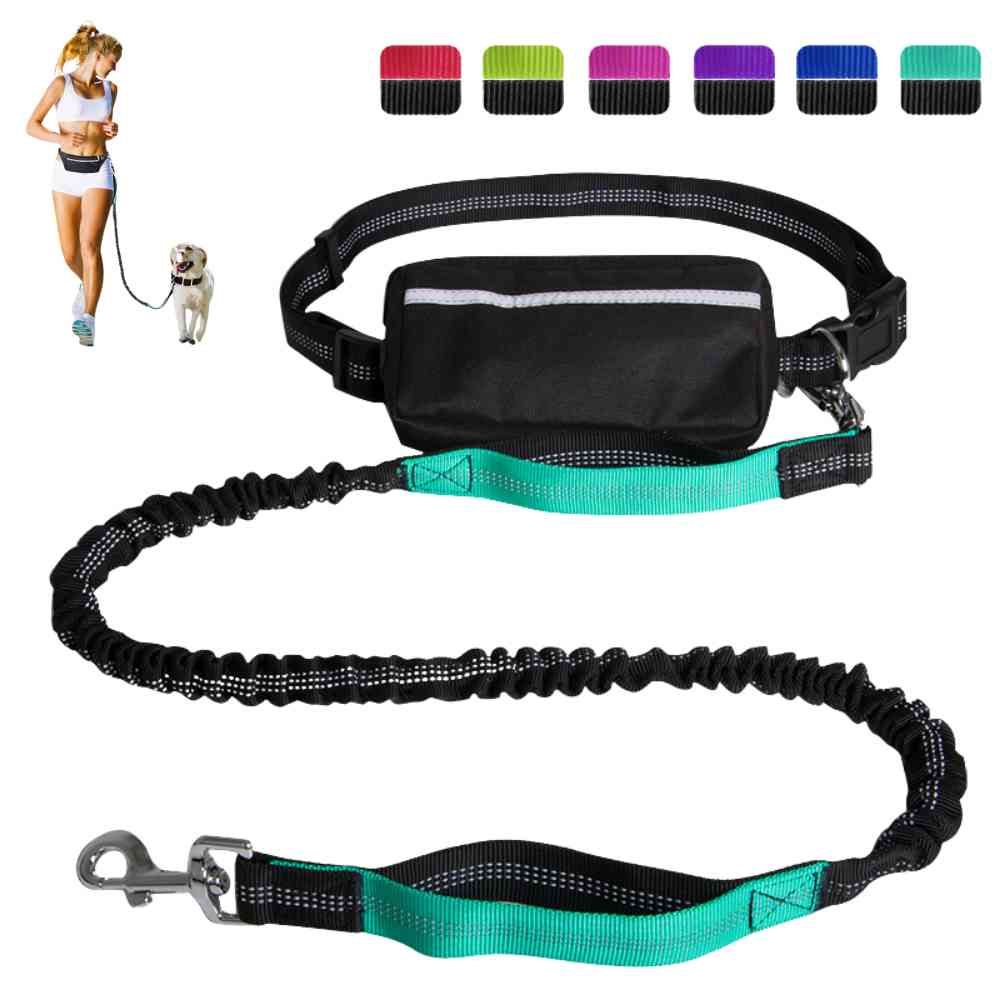 Hands-Free Dog Leash With Zipper Pouch Reflective Dogs Traction Rope Waist Bags Pet Running Leash Jogging Training Leads Rope