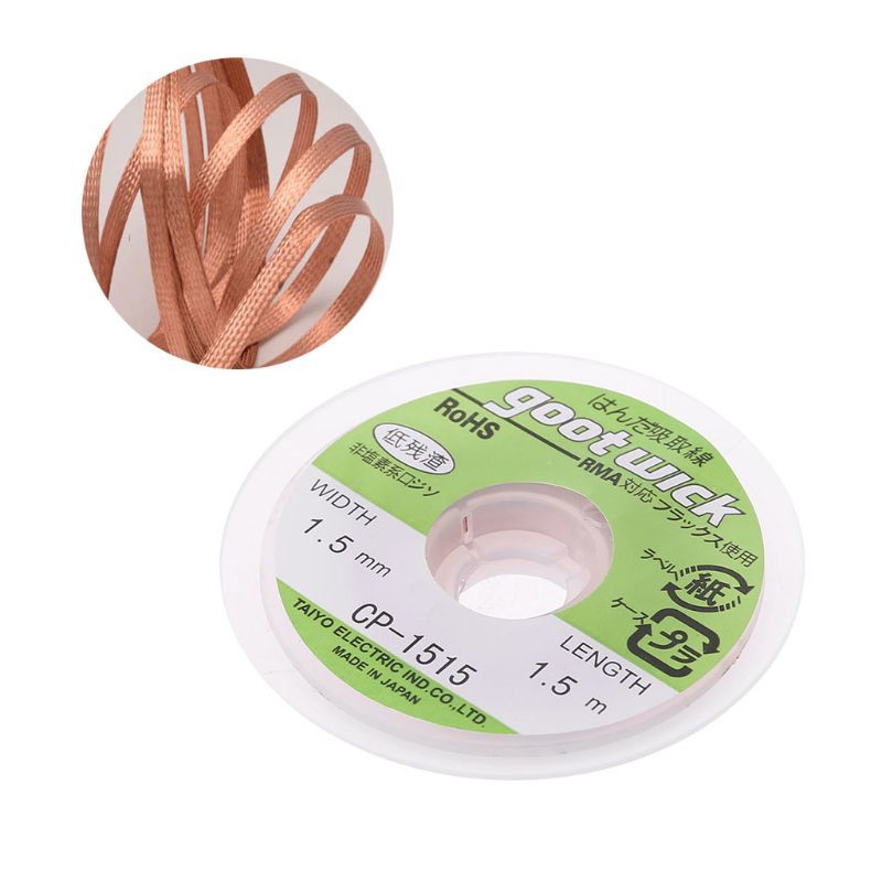 5 Ft 1.5mm Desolden Braid Lassen Solder Remover Wick Wire Lead Cord Flux Repair Tool CP-1515 1Pc