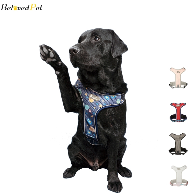 Dog's Harness Pet Chest Strap Outdoor Walking Reflective Adjustable Mesh Dog Chest Vest Printed French Bulldog Puppy Harness