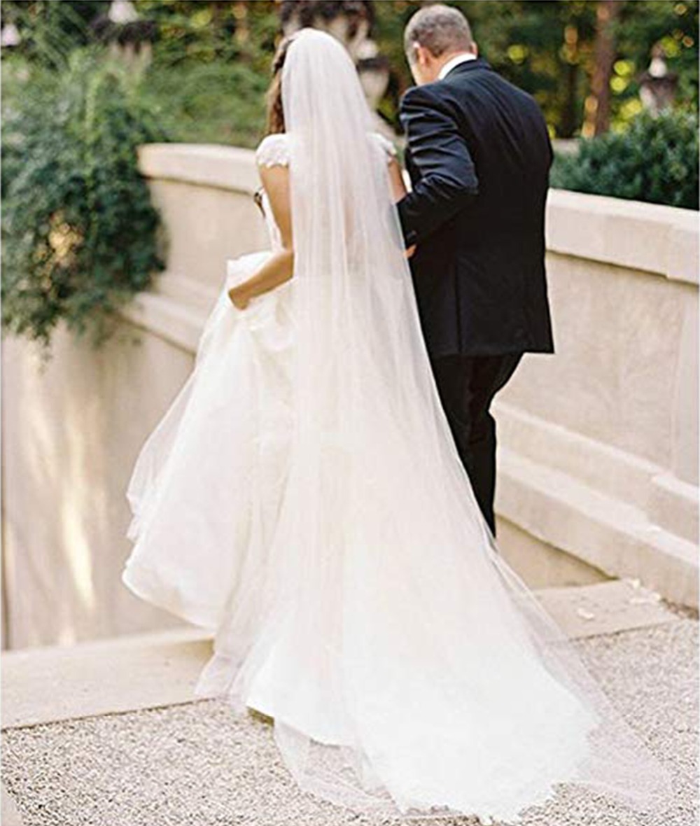 Bridal Veils 2021 Appliqued Wedding Veil Lace Girls Long White Cathedral Accessories