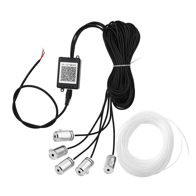 6 in 1 RGB LED Atmosphere Car Light Interior Ambient Light Fiber Optic Strips Light by App Control DIY Music 8M Fiber Optic Band