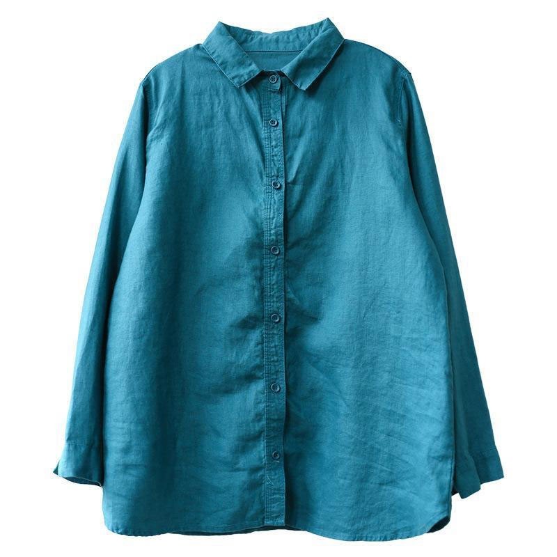 Spring Autumn Arts Style Women Long Sleeve Loose White Shirt High Quality Cotton Linen Turn-down Collar Casual Blouse M247 210512