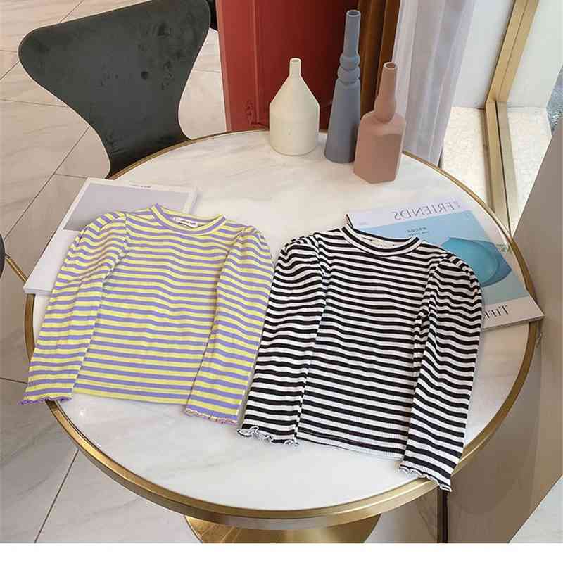 Gooporson Toddler Girl Tops Fall Little Girls Undershirt Stripes Long Sleeve Shirt Children Clothes Autumn Bottoming 210508