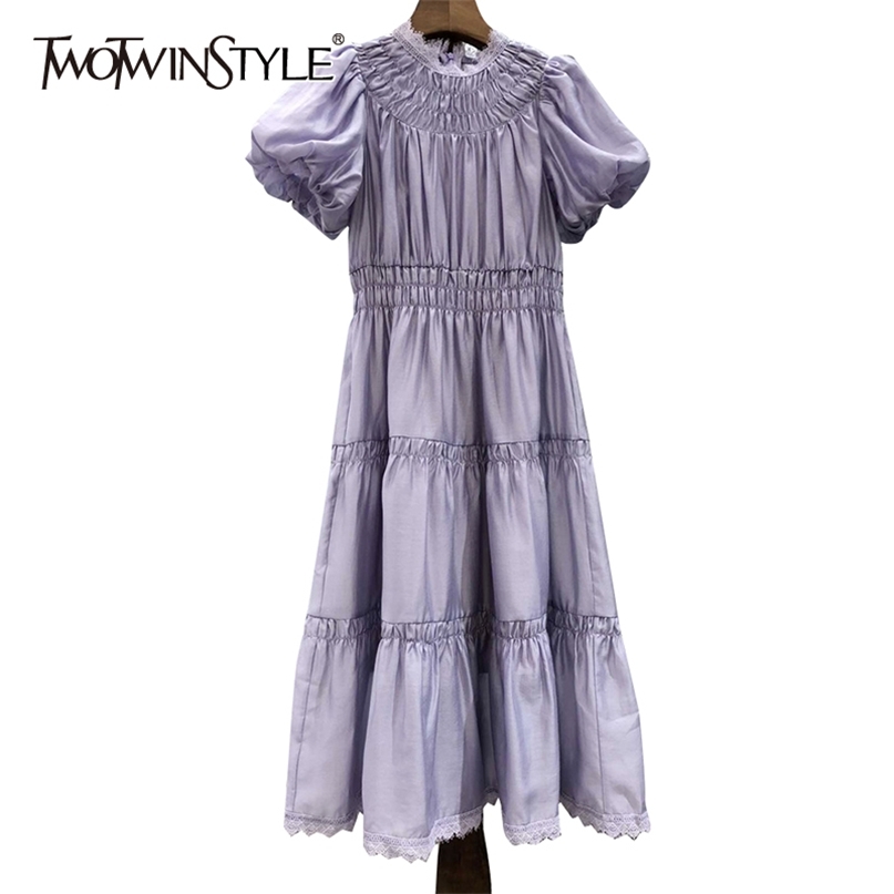 White Casual Patchwork Lace Dress For Women Stand Collar Puff Short Sleeve High Waist Midi Dresses Female 210520, Green
White Casual Patchwork Lace Dress For Women Stand Collar Puff Short Sleeve High Waist Midi Dresses Female 210520, Green