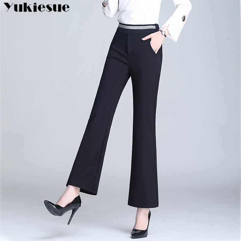 High Waist wide leg Pants Woman Elegant Female plus size 4XL for Ladies Trousers Flare capris Bottoms 210608