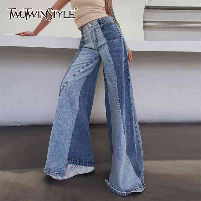 Patchwork Hit Color Loose Denim Trousers For Women High Waist Straight Blue Wide Leg Pants Female Spring Style 210521
Patchwork Hit Color Loose Denim Trousers For Women High Waist Straight Blue Wide Leg Pants Female Spring Style 210521