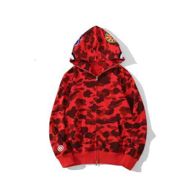 Fashion mens shark hoodie Embroidery Teenager Blue Pink Bathing Black APE Male Tide Men 's Couples camouflage Drake Ovo Jackets S-3XL