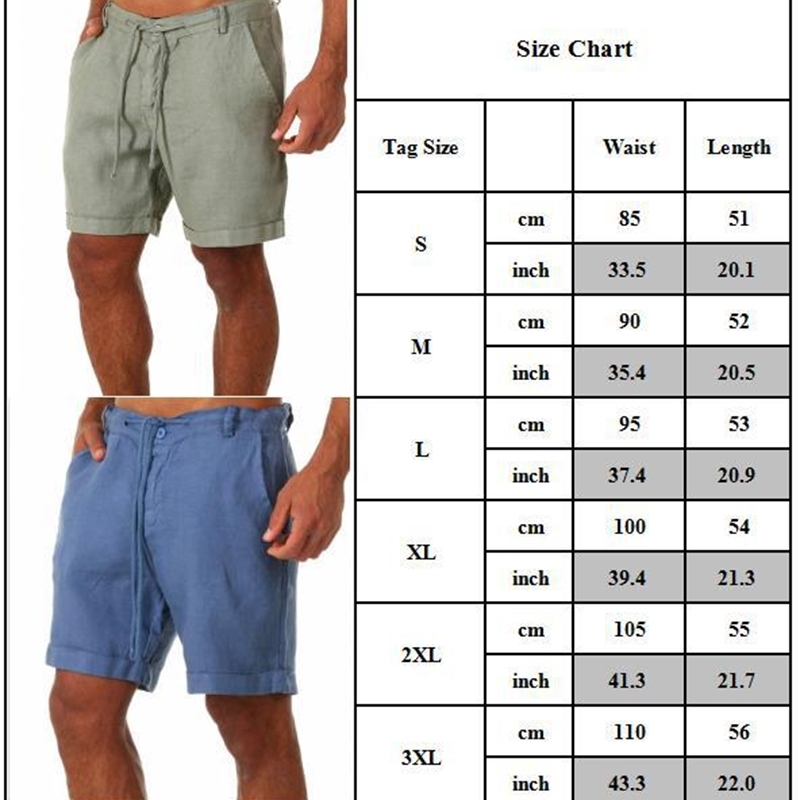 Summer Men Shorts Linen Breathable Cotton Linen Sport Shorts Men Thin Lightweight Drawstring Solid Loose Beach Short Pants 210603