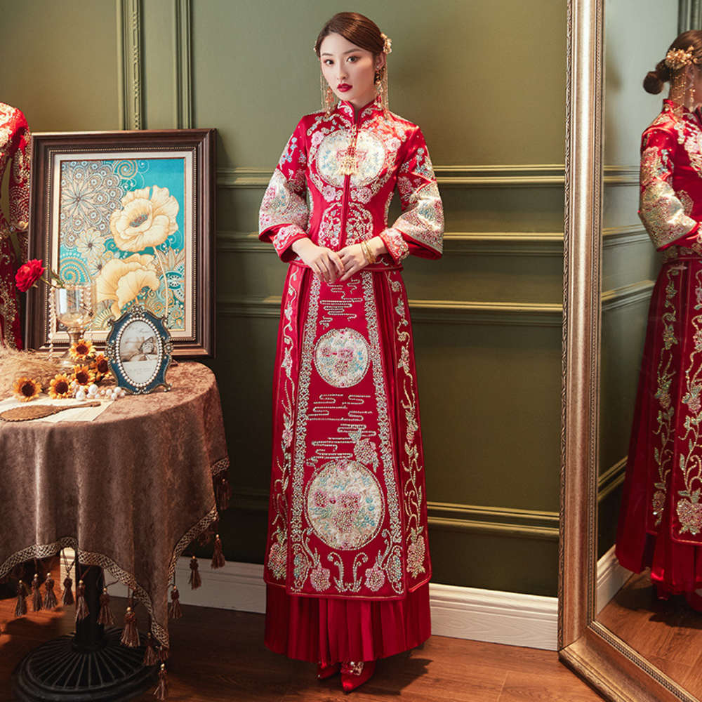 customized repair dress bridal chinese wedding thin spring summer show wo style female s, Black
customized repair dress bridal chinese wedding thin spring summer show wo style female s, Black