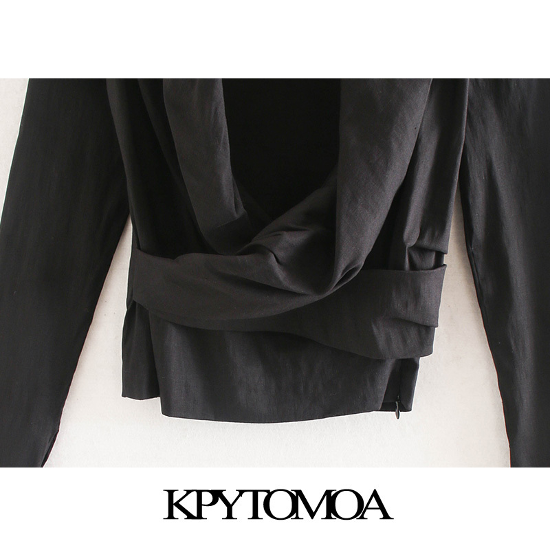 Women Fahsion Asymmetric Neck Draped Blouses Long Sleeve Side Zipper Stretchy Female Shirts Chic Tops 210420