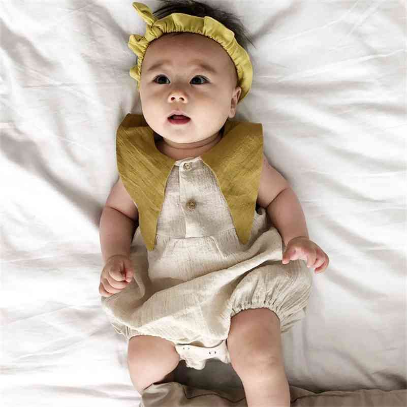 Summer Korean style pure cotton big turn-down collar bodysuits for infant girls loose casual sleevelss One-Pieces 0-2Y 210708, Yellow
Summer Korean style pure cotton big turn-down collar bodysuits for infant girls loose casual sleevelss One-Pieces 0-2Y 210708, Yellow