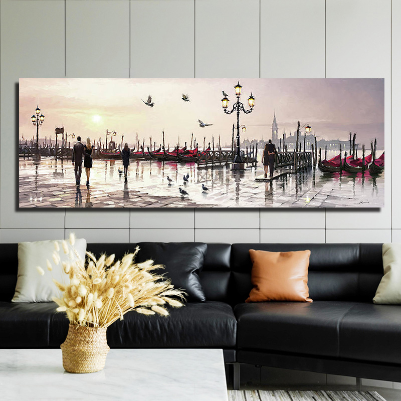 Evening In Venice Landscape Painting Wall Art Canvas Pictures For Living Room Bedroom Modern Art Home Decoration