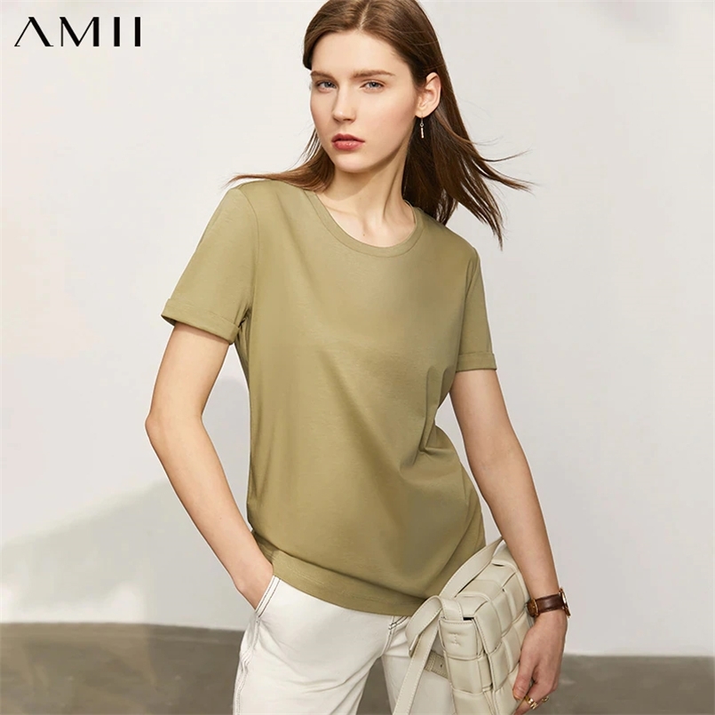 Amii Minimalism Summer Women's Tshirt Tops Offical Lady 100%Cotton Solid Letter Embroidery 12130190 210708, Green
Amii Minimalism Summer Women's Tshirt Tops Offical Lady 100%Cotton Solid Letter Embroidery 12130190 210708, Green