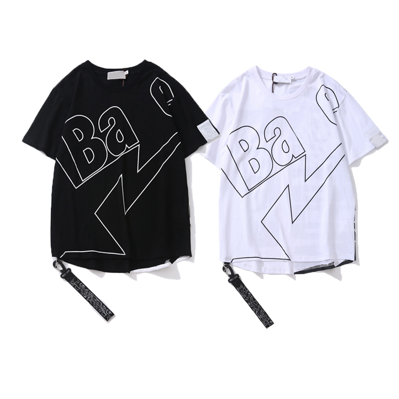 Men's T-Shirts Fashion hip-hop style T-shirt European American and Japanese street trends letter ribbon cotton print design casual men and women couple shirts