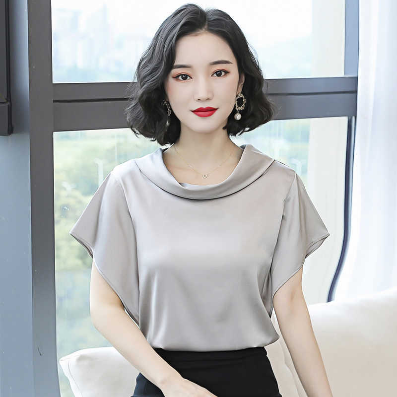 Korean Silk Women Blouses Shirt Satin Tops Woman Solid Ladies Top Plus Size Blusas Mujer De Moda 210531