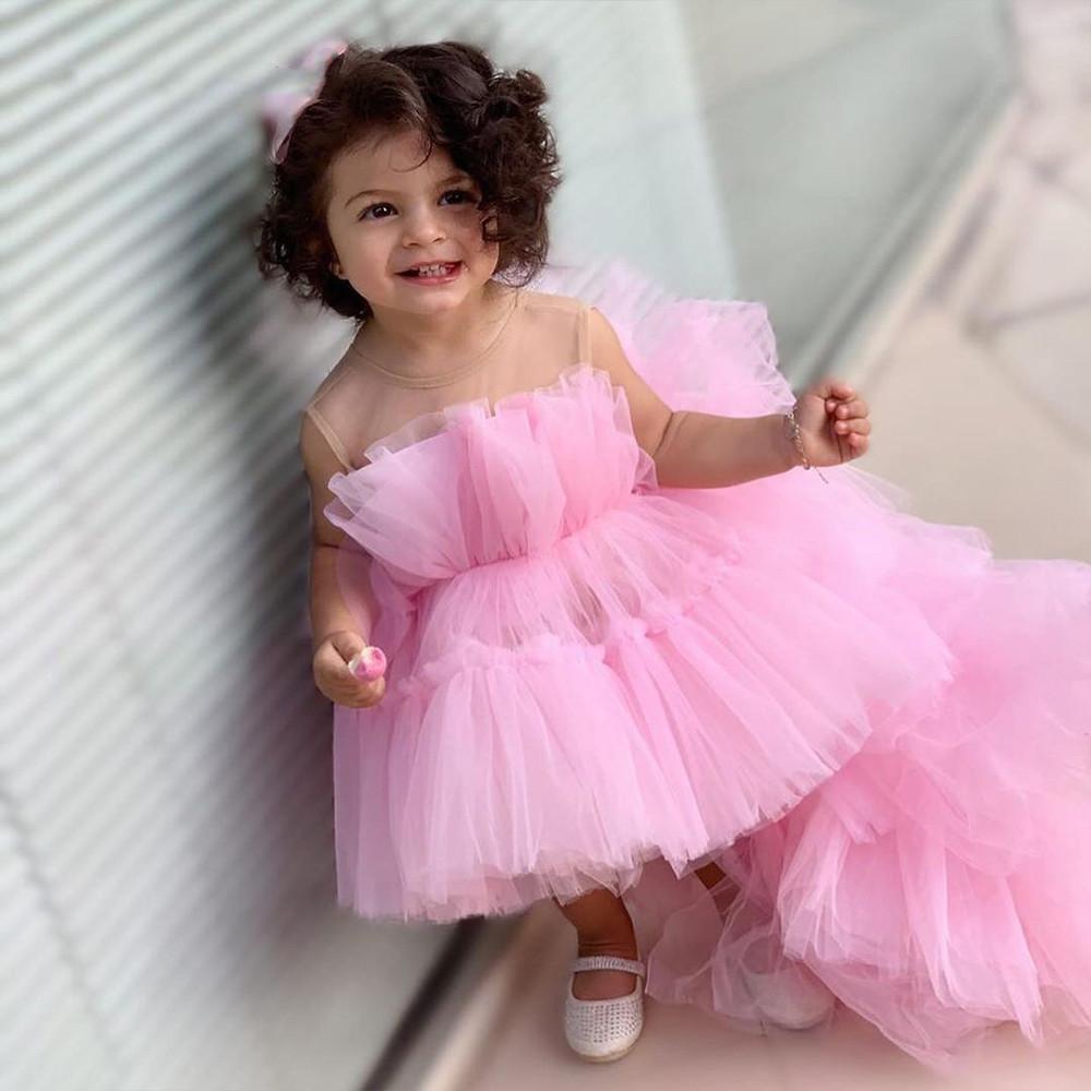 Blush Pink 2022 Flower Girl Dresses Baby Girl Photo Shoot Toddler Gowns Clothes Birthday Wedding Guest Dress