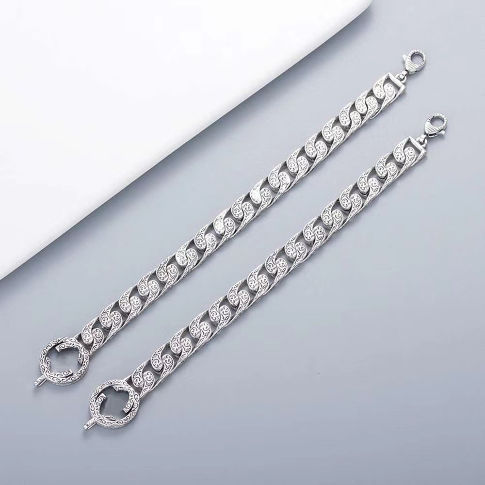 Europe America Retro Men Lady Women Silver Plated Engraved G Initials Pattern Lovers Wide Chain Bracelet, Black
Europe America Retro Men Lady Women Silver Plated Engraved G Initials Pattern Lovers Wide Chain Bracelet, Black