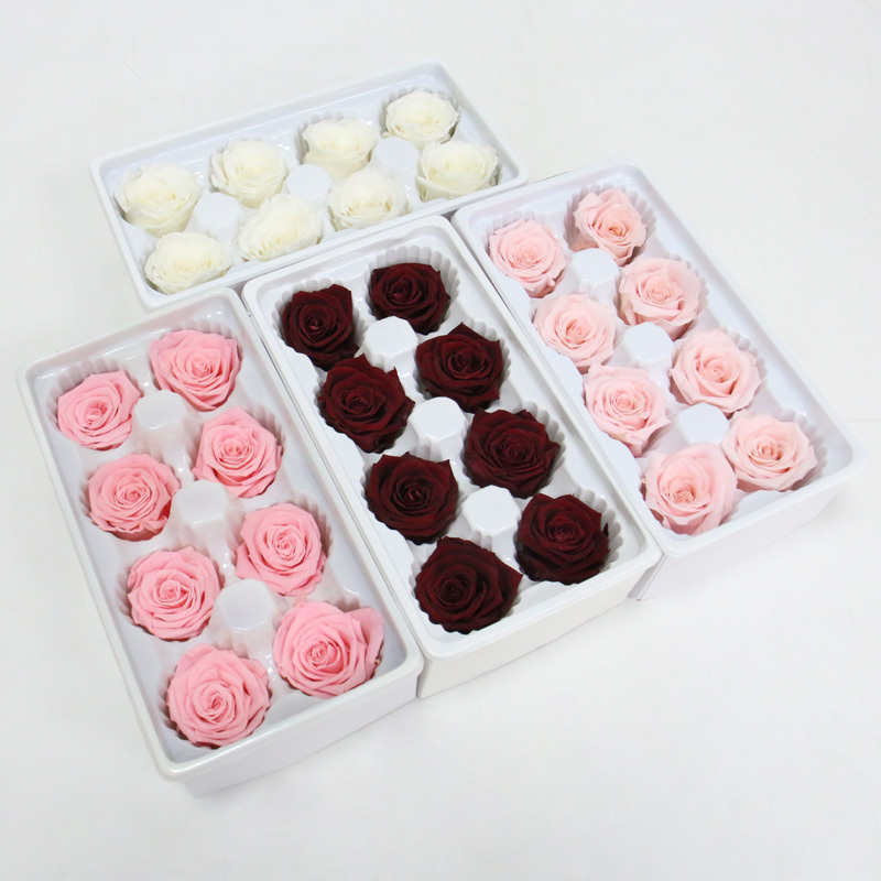 8pcs 4-5cm Everlasting Flower Rose Heads Preserved Flowers Immortal Rose Flower Valentine's Day DIY gift Box Bouquet Materials 210317