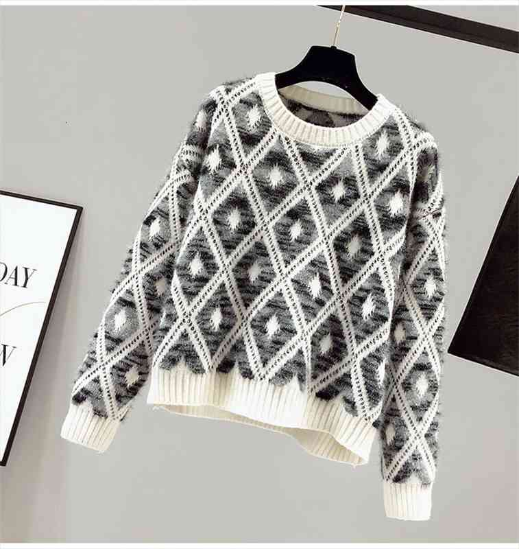 Autumn Winter Thin Knitted Sweater Women Retro Embroidery Knit Pullovers Sweaters Korean All-match Slim Pullovers Top, White;black
Autumn Winter Thin Knitted Sweater Women Retro Embroidery Knit Pullovers Sweaters Korean All-match Slim Pullovers Top, White;black