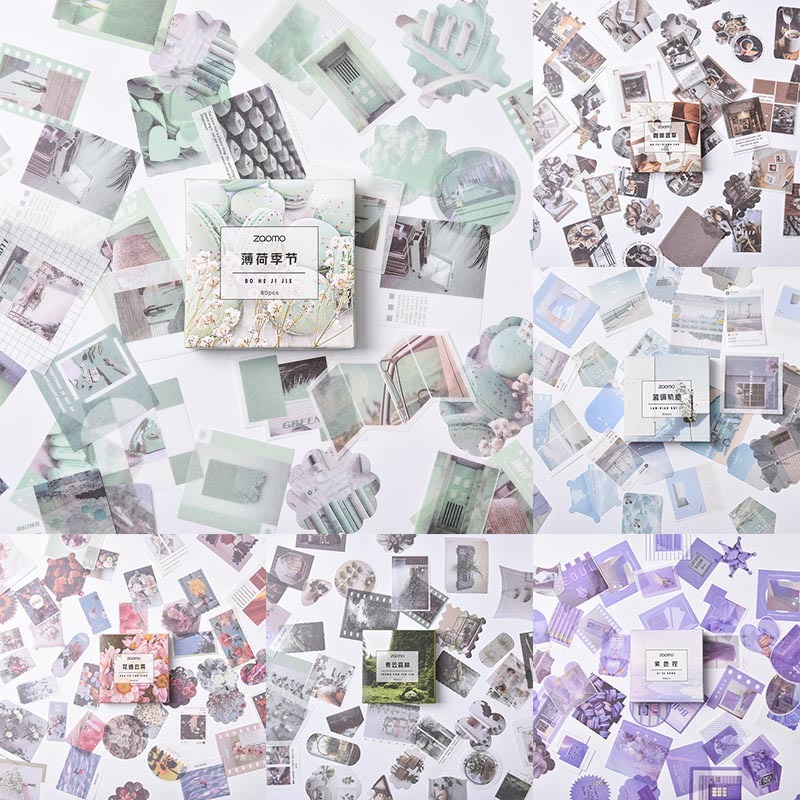 80 Sheets Multi Purpose Journal Stickers Cute Diary Decoration for DIY Scrapbook Nice Gift Paper School Supplies Sticker Bag