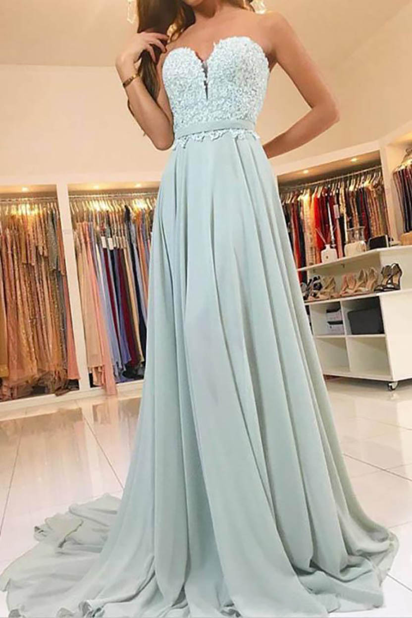 Unique Sweetheart Mint Green Long Bridesmaid Dresses 2021 Cheap A Line Chiffon Applique Lace Backless Maid Of honor Party Gowns Dress 0509