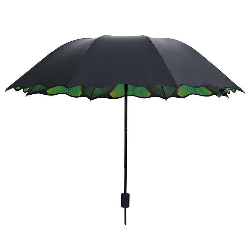 3Folding Windproof Umbrellas Green Pineapple Leaf Rain Women for Men Female Sunny Paraguas Plegable 210721