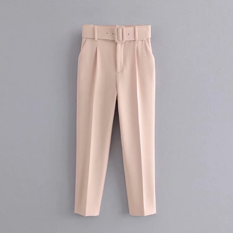 elegant black purple harem pants women winter pockets zipper office casual high waist long trousers 210521