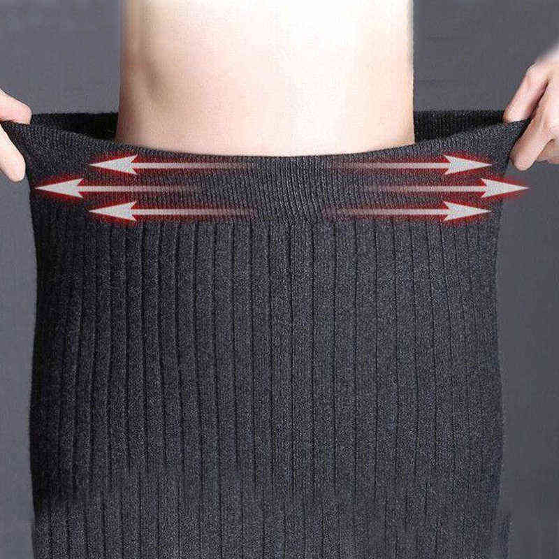 Lucyever Women High Waist Knitted Skirts Solid Elastic Mermaid Knitting Ribbed Female Autumn Winter Warm Mid-Long 211119