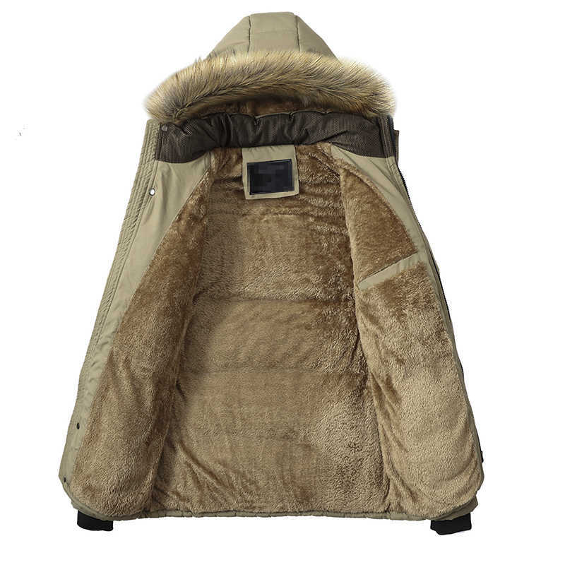 Men Autumn Winter Warm Thick Fleece Parkas Men Waterproof Hooded Fur Collar Parka Jacket Coat Men Fashion Casual Parkas 211014