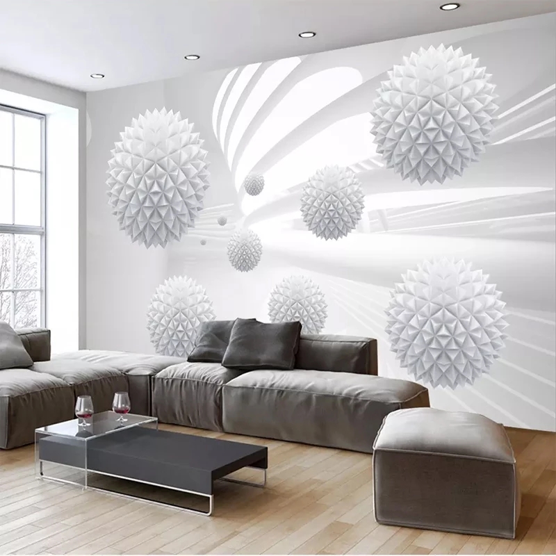 Custom 3D Self Adhesive Wallpaper Solid Ball Geometric Space Mural Background Modern Art Living Room Home Decor Waterproof