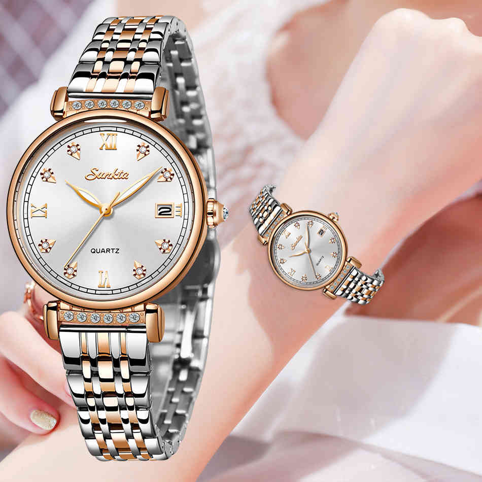 SUNKTA Women Watch Top Brand Luxury Rose gold Ladies Wristwatch Stainless Steel Bracelet Classic Fashion Female Clock Drop 210517, Rose gold blue 
SUNKTA Women Watch Top Brand Luxury Rose gold Ladies Wristwatch Stainless Steel Bracelet Classic Fashion Female Clock Drop 210517, Rose gold blue