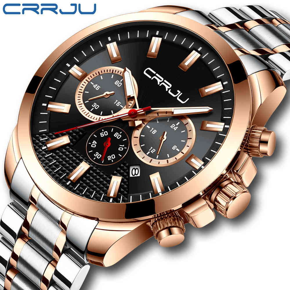 CRRJU 48mm Big Dial Watch Stylish Waterproof Chronograph Watch Creative Original 24 Hour Display Stainless Steel Wristwatch 210517, Black black blue
CRRJU 48mm Big Dial Watch Stylish Waterproof Chronograph Watch Creative Original 24 Hour Display Stainless Steel Wristwatch 210517, Black black blue