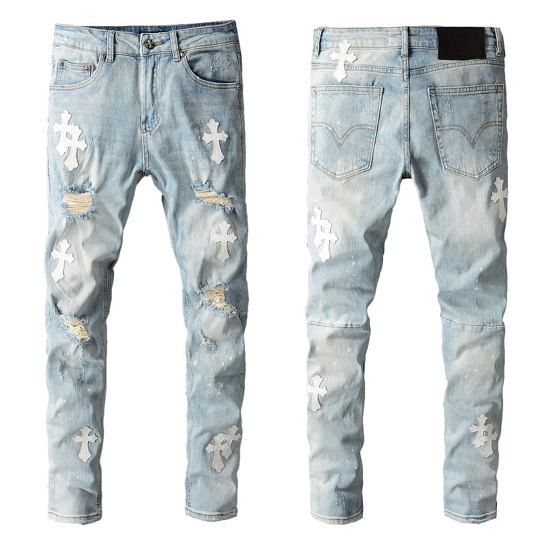 European High-Street Mens Jeans Revival Brand Hip Hop Ripped Holes Mans Jeans Comfortable Retro Torn Fold Stitching Men Designers Moto Biker, Blue
European High-Street Mens Jeans Revival Brand Hip Hop Ripped Holes Mans Jeans Comfortable Retro Torn Fold Stitching Men Designers Moto Biker, Blue