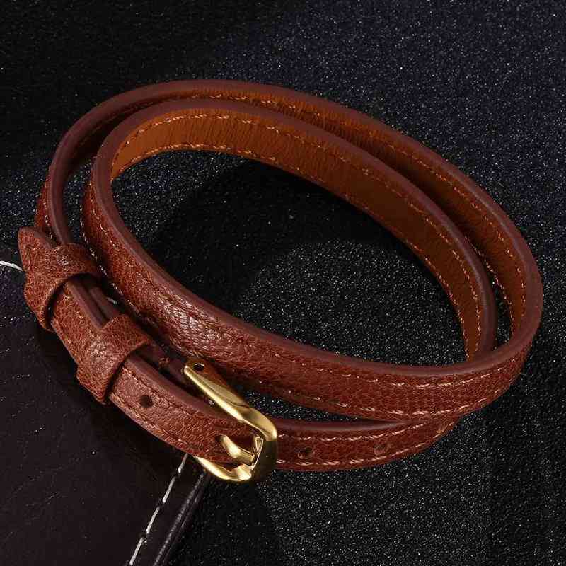 Fashion Women Jewelry Brown Leather Bracelet Handmade Golden / Rose Gold Alloy Buckle Multilayer Wrap Bracelets Sp0588