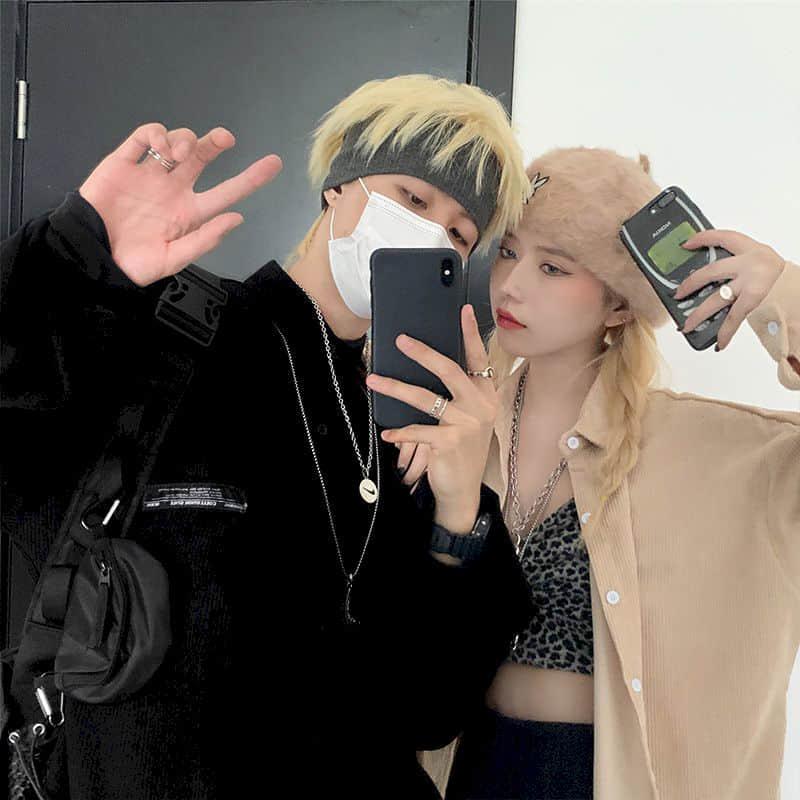 Streetwear Punk Blouse Couple Shirts Women Men Clothing Corduroy Shirt Spring Autumn Long Sleeve Vintage Ins Men's Casual