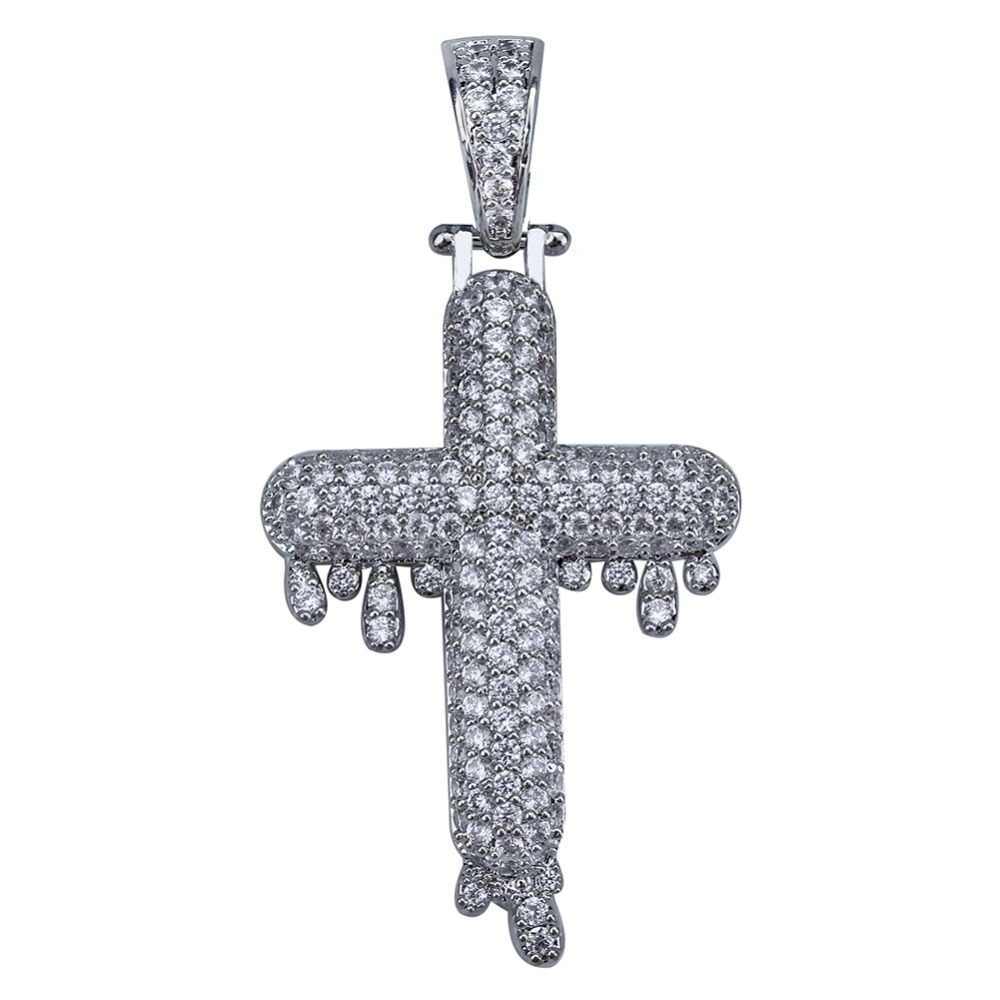 Men's Hip Hop Religious Drop Cross Pendant Necklace Gold Sier Color Cubic Zircon Jewelry Necklaces Rope Chain gifts for women Collar Bijoux