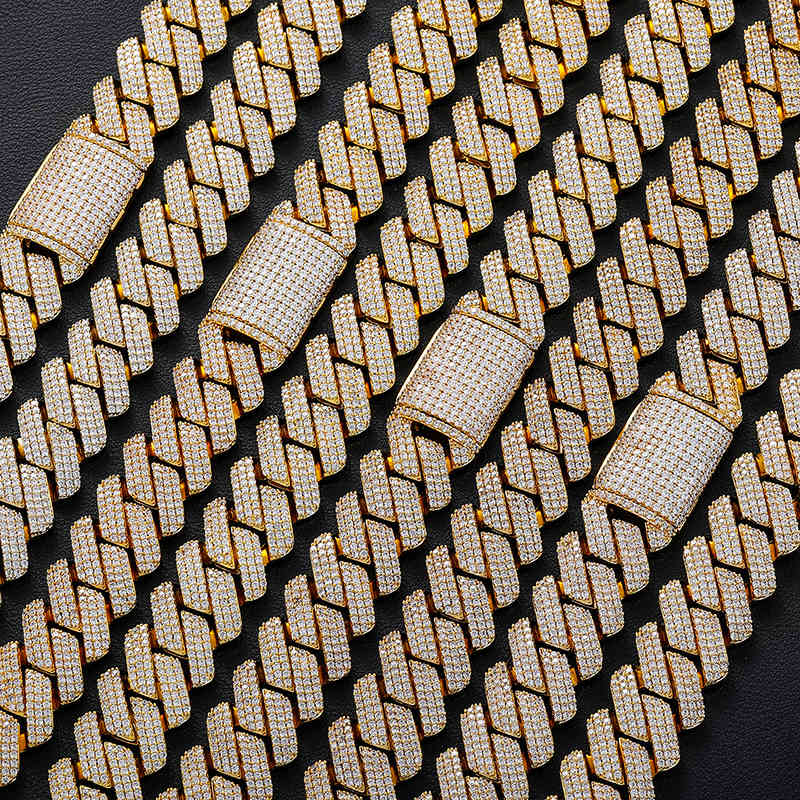 luxury Hip Hop Jewelry White Gold Plated Cuban Link Chain Iced Out Diamond Chain Necklace For Men Jewelry270f