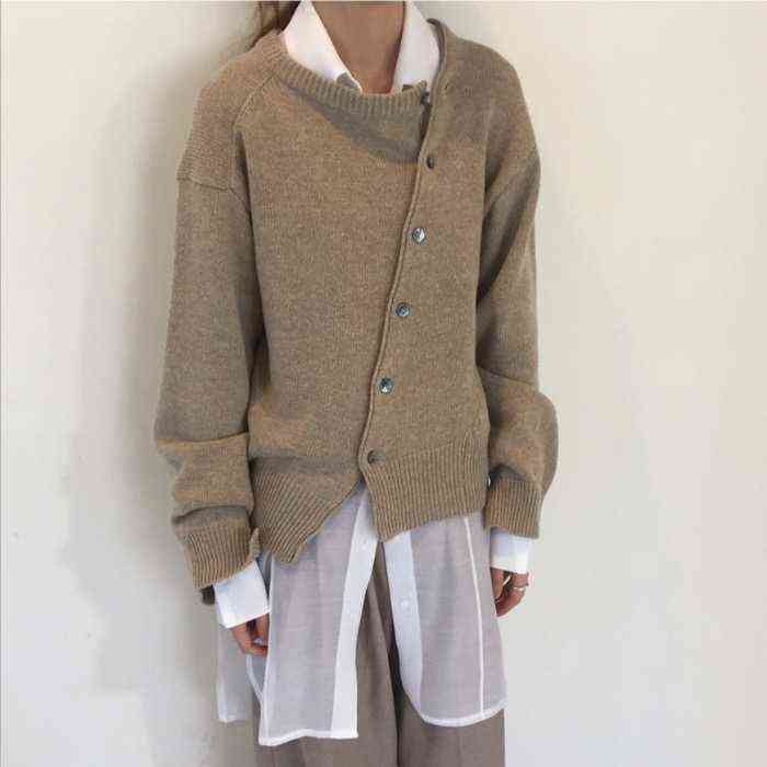 Fall Sweater Cardigan Woman Cashmere Sweaters Women Clothes Korean O-Neck Cropped Winter Long Sleeve Kumper oversized Wool 211117