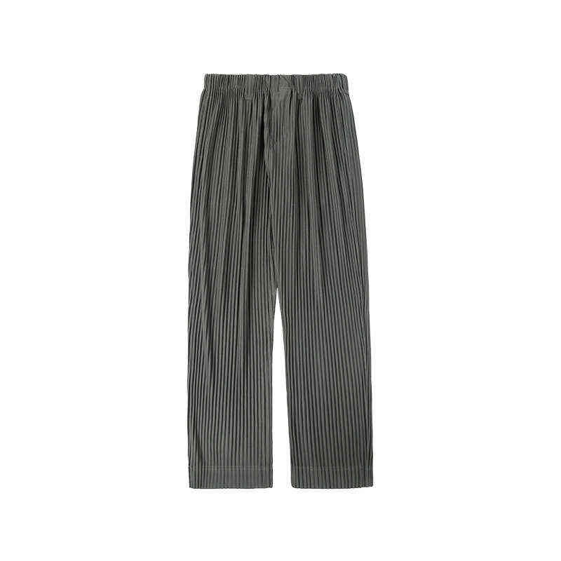 IEFB /men's wear Japanese stretch fold fabric thin style loose wide leg pants straight pleated casual pants for male Y3059 JF150 211112
