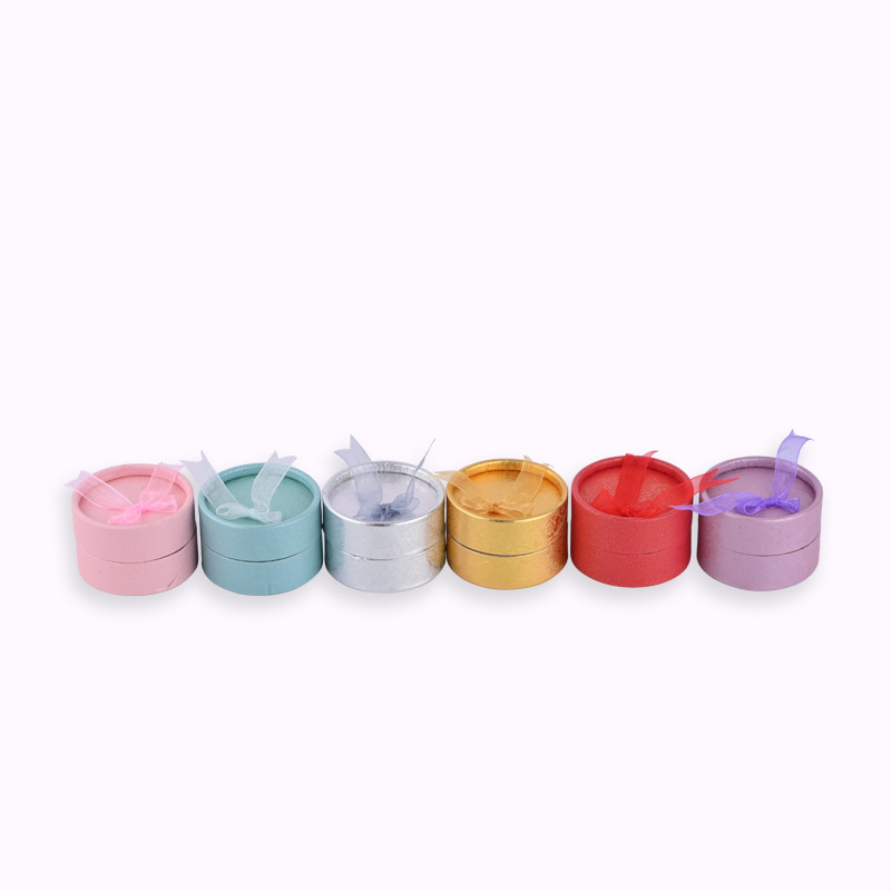 Wholesales Ring Box Stud Earrings Jewelry Box Gift Boxes Bow Small Round Trinket Container for Ring Display Jewelry 24pcs/Lot