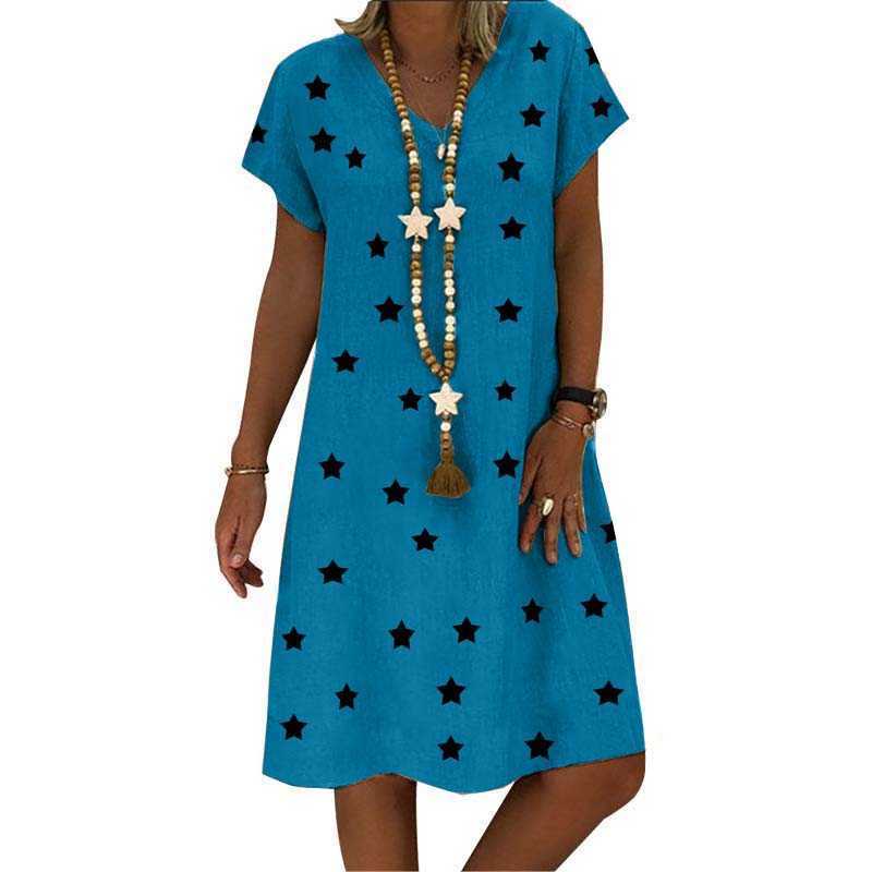 Star Print V Neck Short Sleeve Loose Dress Women Casual Summer Streetwear Oversized Beach Party Simplicity Knee Length Dresses 210608, Black
Star Print V Neck Short Sleeve Loose Dress Women Casual Summer Streetwear Oversized Beach Party Simplicity Knee Length Dresses 210608, Black