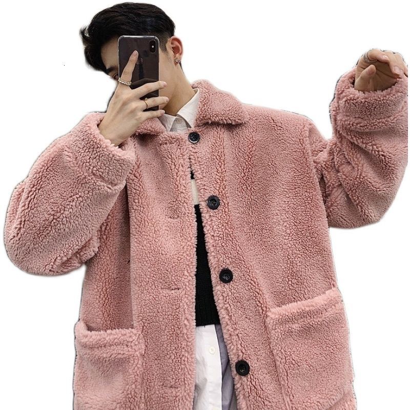 IEFB high qualtiy comfortable fur coat thickened Lapel men's single breasted double pockets oversized fur clothes couple 210524